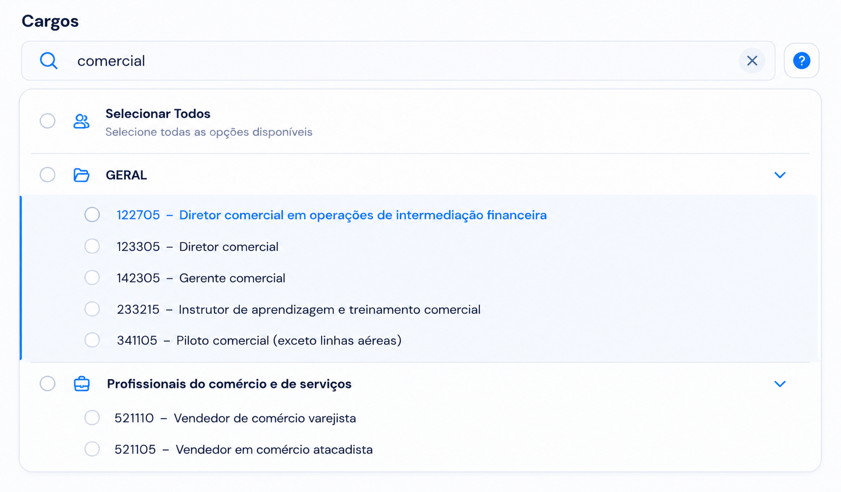 Filtro por cargos
